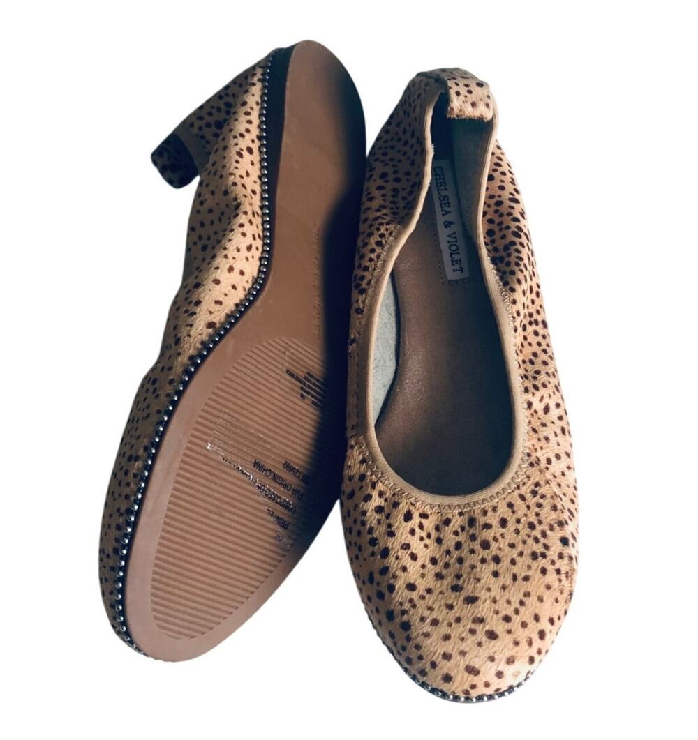 Chelsea & Violet 'Ruby' Women's 7 Calf Hair Leopard Print Ballet Flat